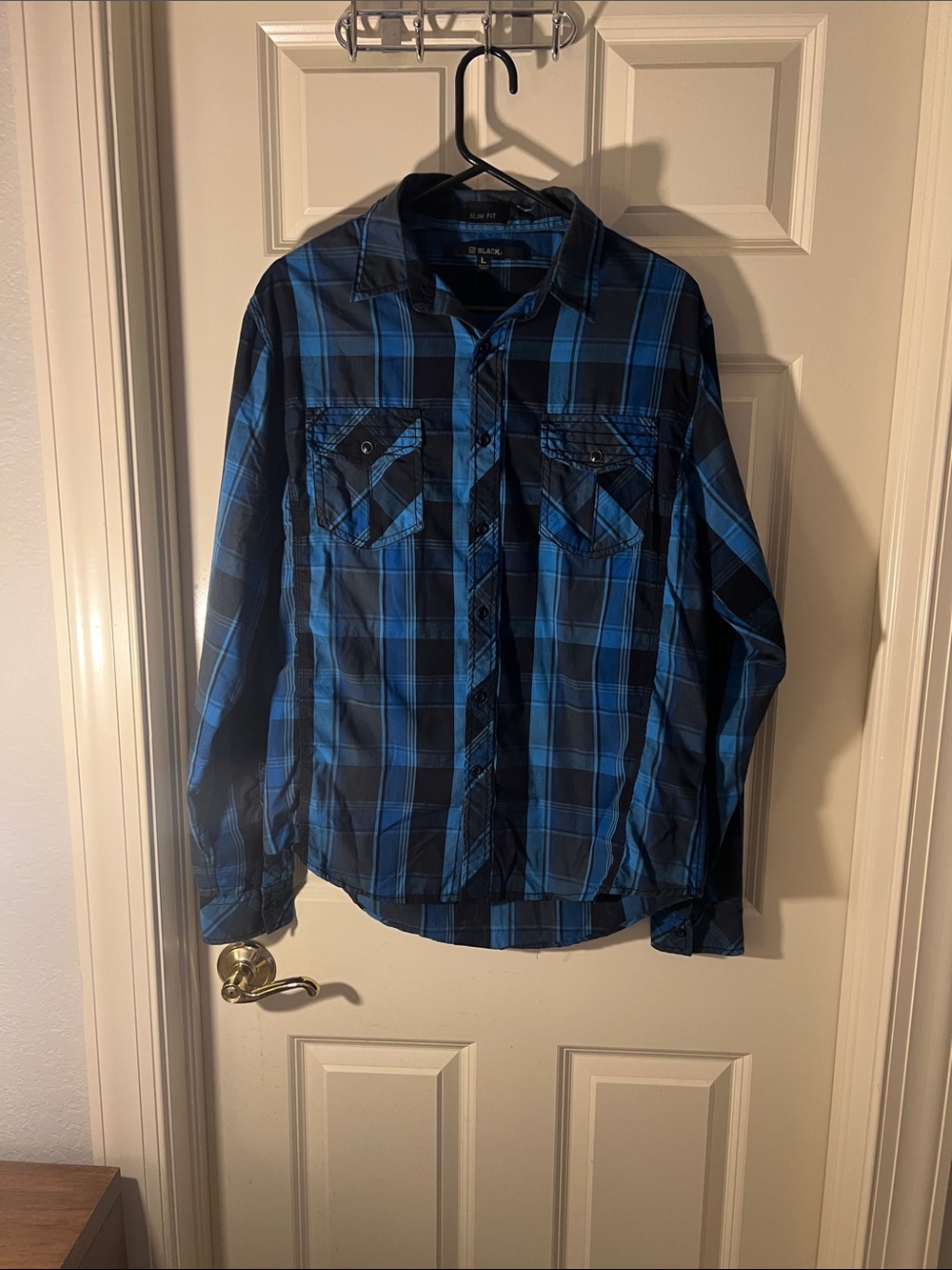 Black Brand Blue and Black Plaid Button-Down Shirt
